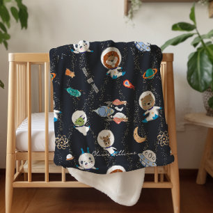 Planets Solar System Personalised Baby Sherpa Blanket
