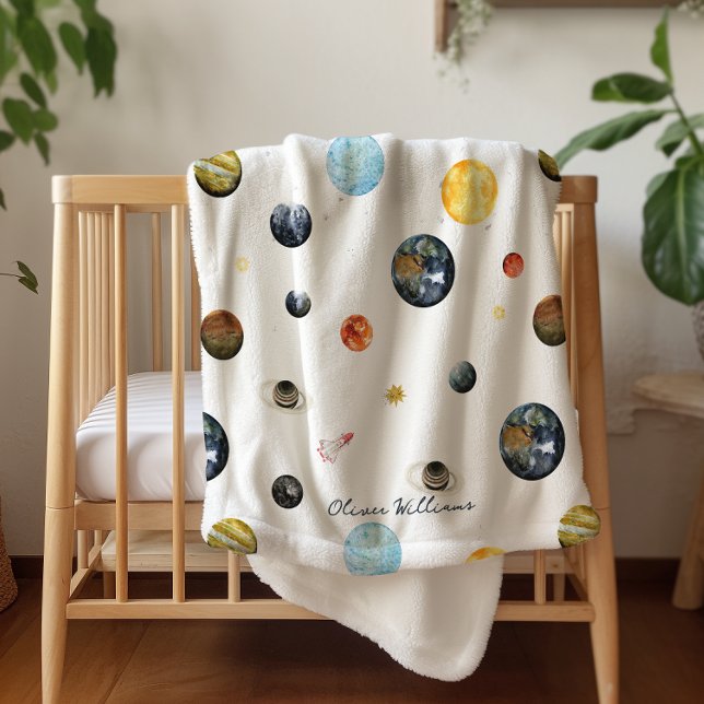 Planets Solar System Personalised Baby Sherpa Blanket (Creator Uploaded)