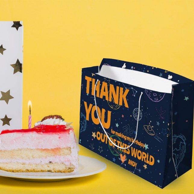 Planets & Stars Birthday Party Favour Thank You Large Gift Bag (Planets & Stars Birthday Party Favor Thank You Large Gift Bag)