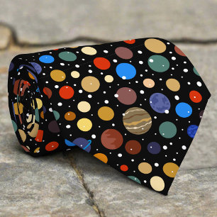 Planets Stars Moon Night Pattern Seamless Tie