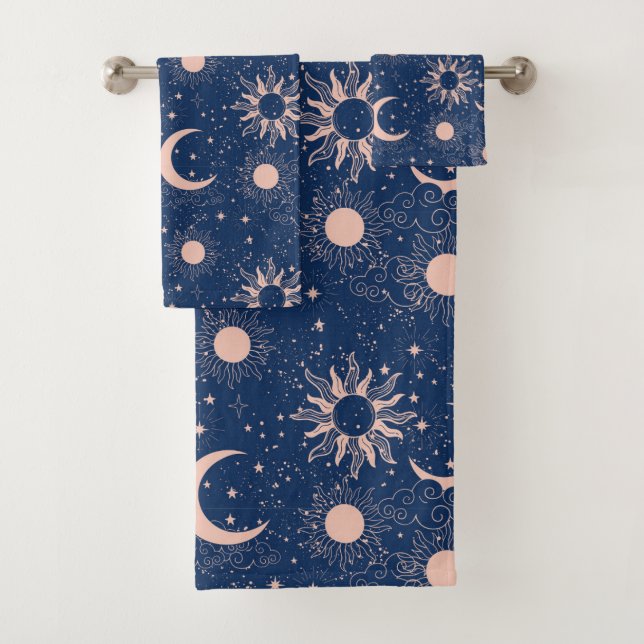 Planets & Stars Pattern Bath Towel Set (Insitu)
