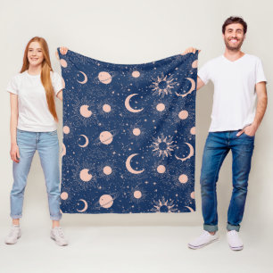 Planets & Stars Pattern Fleece Blanket