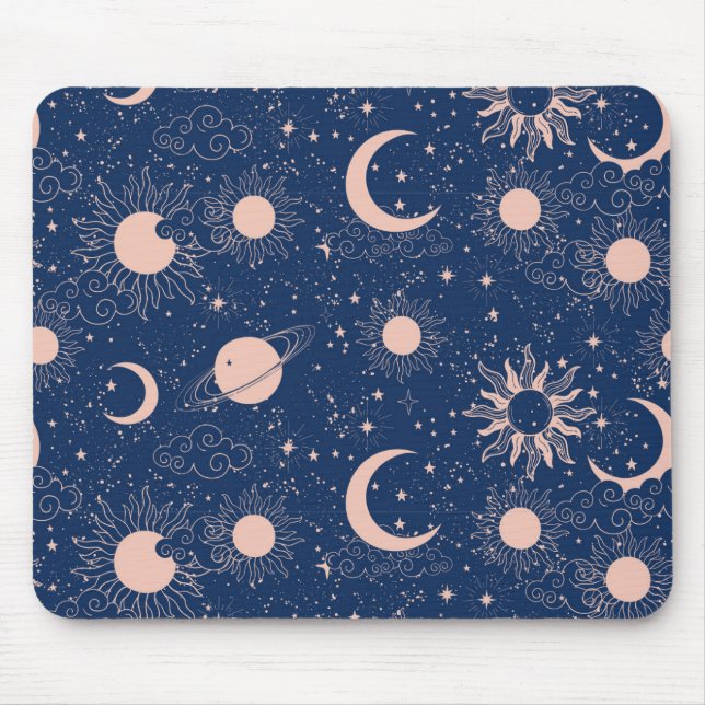 Planets & Stars Pattern Mouse Mat (Front)