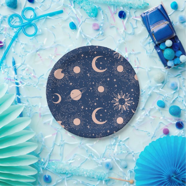 Planets & Stars Pattern Paper Plate (Party)