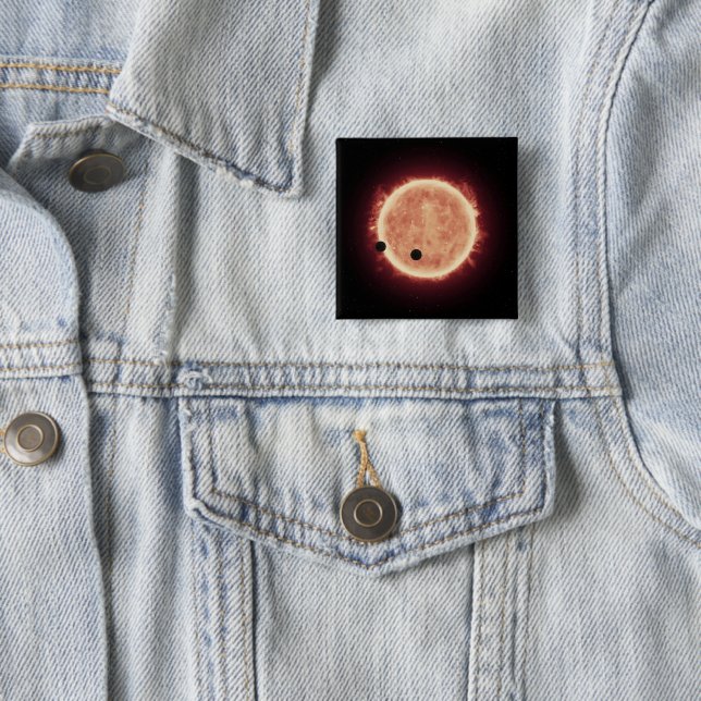 Planets Transiting Red Dwarf Star In Trappist-1 15 Cm Square Badge (In Situ)