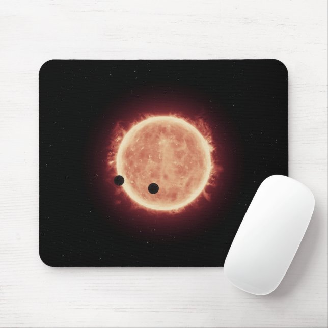 Planets Transiting Red Dwarf Star In Trappist-1 Mouse Mat (With Mouse)