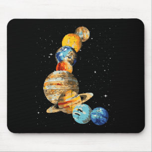 Planets Watercolor Painting Space Galaxy Art Men W Mouse Mat