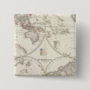 Planiglob der Erde Atlas Map 15 Cm Square Badge