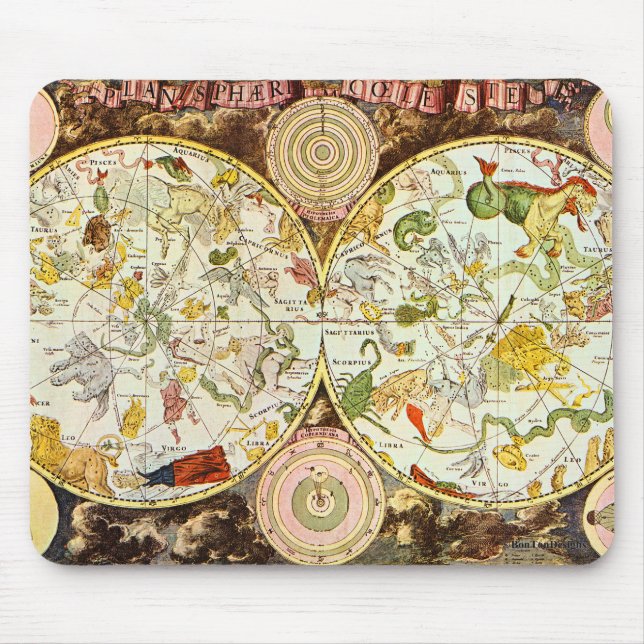 Planisphæri Cœleste 1698 - Astrology Chart Mouse Mat (Front)