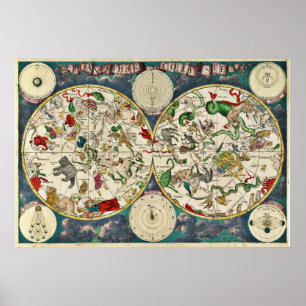 Planisphæri cœleste Celestial Map Frederick De Wit Poster