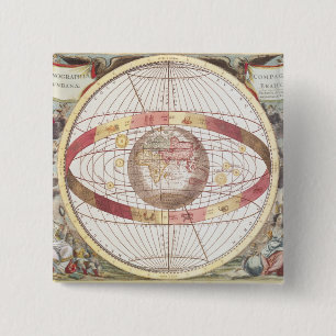 Planisphere, from 'Atlas Coelestis' 15 Cm Square Badge
