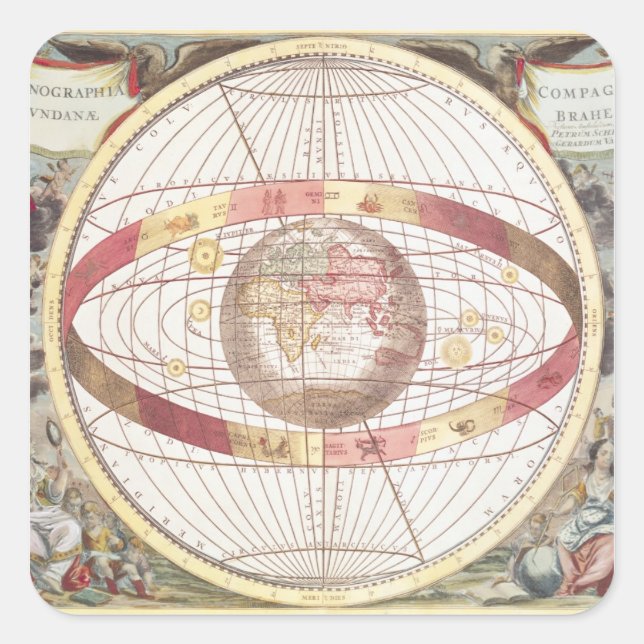 Planisphere, from 'Atlas Coelestis' Square Sticker (Front)