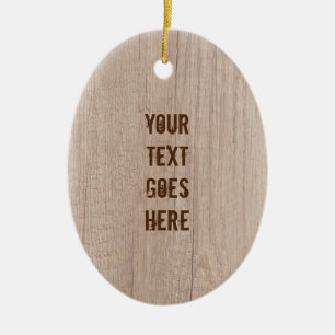 Plank Board Wood Look Distressed Text Template Ceramic Tree Decoration