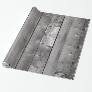 Planks of Knotty Grey Weathered Wood Wrapping Paper