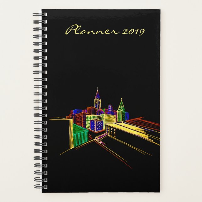 Planner 2019 . vibrant city art (Front)