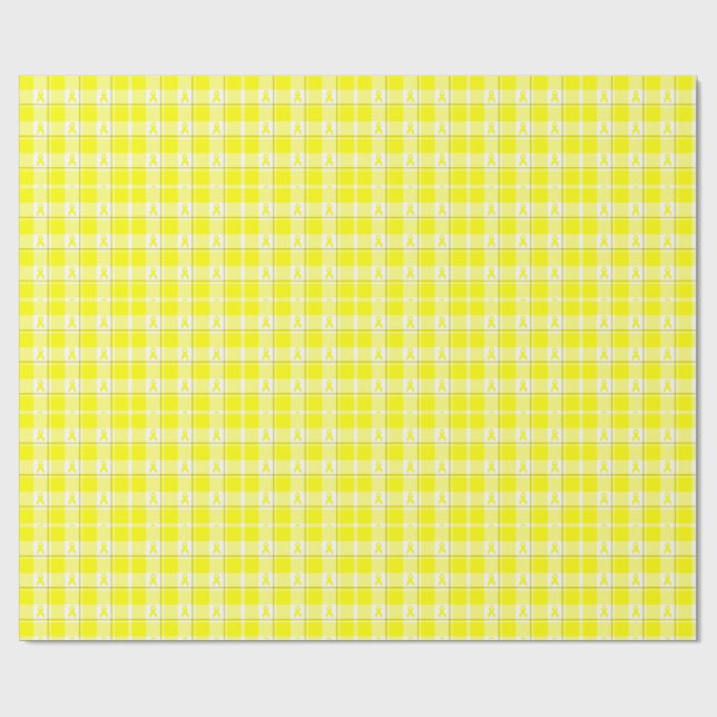 Planner Bladder Cancer Awareness Plaid, Yellow Wrapping Paper (Flat)