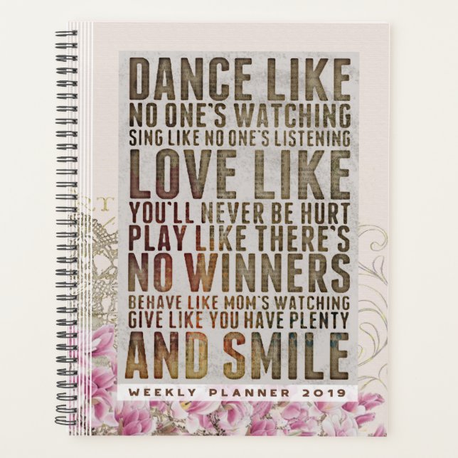 Planner Calendar 2019 Inspirational Quote Stylish (Front)