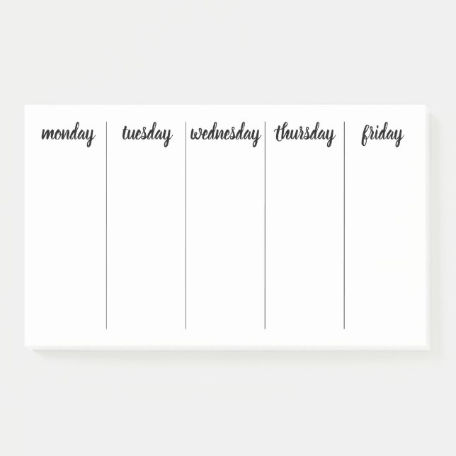 Planner Customisable 7 Day Tear Away Calendar Post-it Notes (Front)