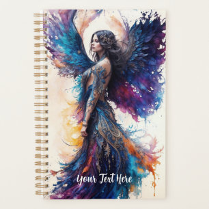 Planner - Elegant Angel with Intricate Black Ink