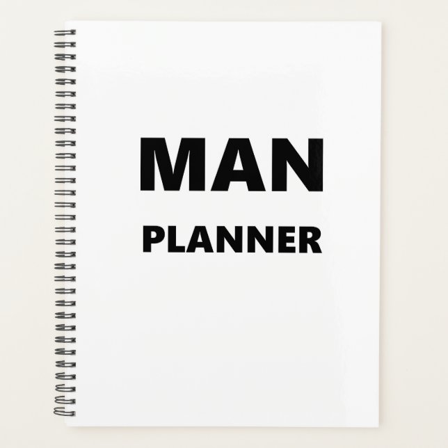 Planner For Men Man Planner Black Font White (Front)
