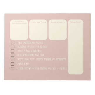 Planner For Small Business, Pink and Cream Notepad
