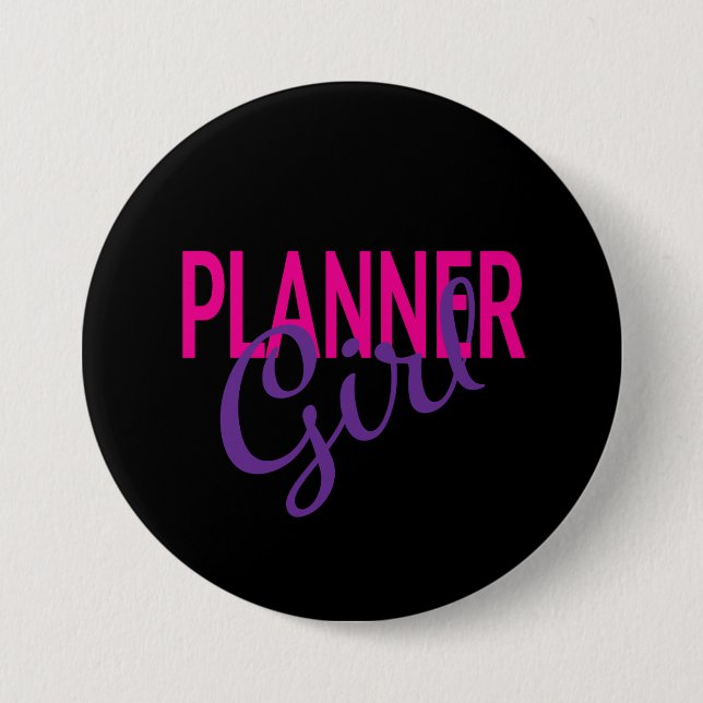 Planner Girl Black Button (Front)