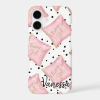 Planner Girl Pink Gold Pillow Dots Personalised