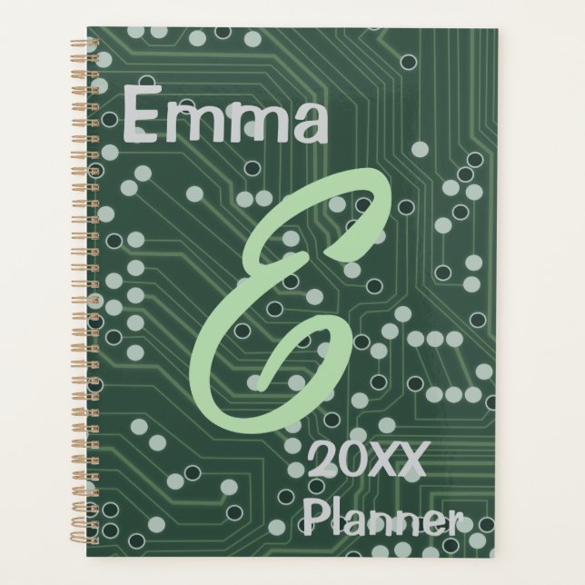 Planner, Green Circuitboard Background  Planner (Front)