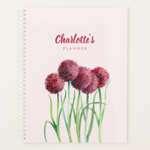 Planner Purple Pink Alliums Flower Watercolor
