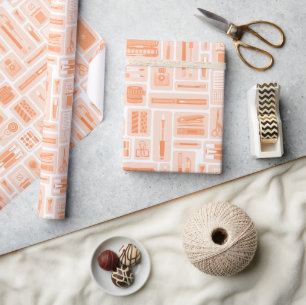 Planner Stationery Peach Orange Pattern Wrapping Paper