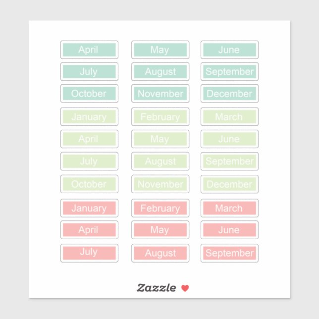 Planner Sticker Sheet Month Pastel Rainbow Cute (Sheet)