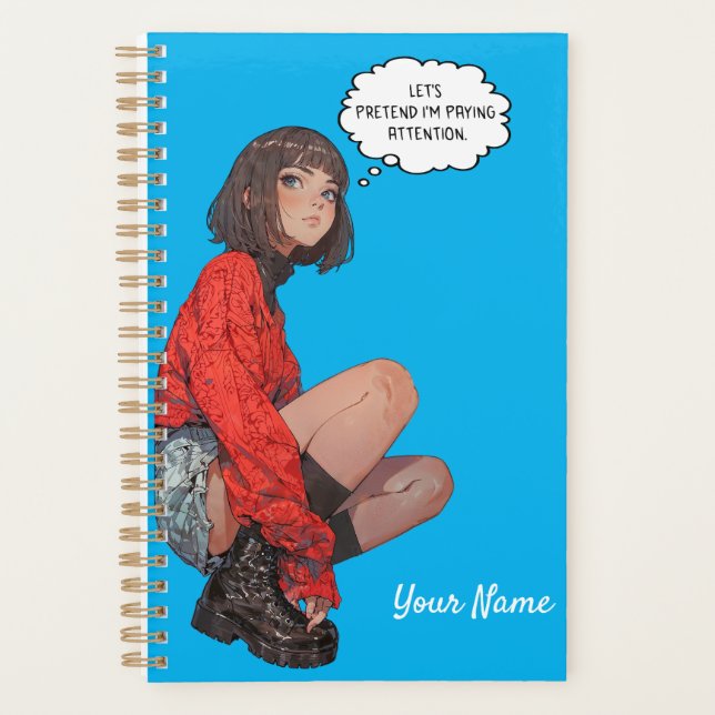Planner - Stylish Anime Girl in Red Sweater (Front)