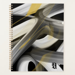 Planner Trend Abstract Art Black White Gold