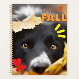 Planner with image of dog among leaves