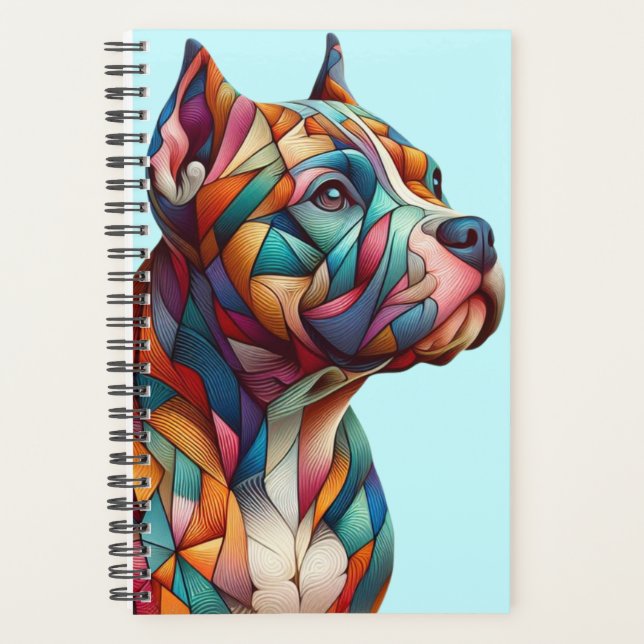 Planner with multicolored cubist Pitbull Terrier (Front)
