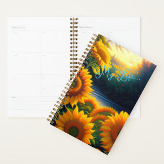 Planner, Yearly, Weekly planner spiral, Sunflowers