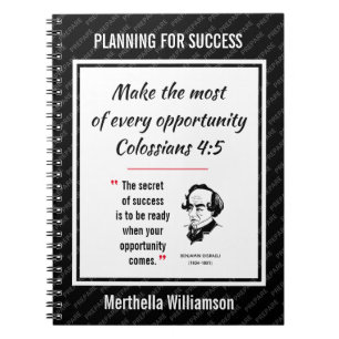 PLANNING SUCCESS Disraeli Christian Personalized Notebook