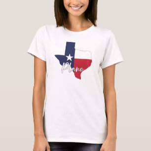 Plano, Texas Flag Map Women's White T-Shirt