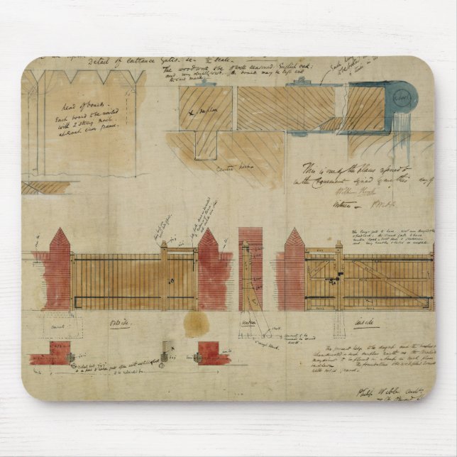 Plans and elevations for The Red House, Bexley Hea Mouse Mat (Front)