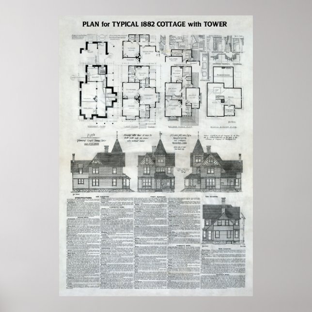 PLANS and SPECS for TYPICAL 1882 VICTORIAN HOME Poster (Front)