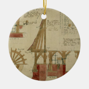 Plans for the Red House, Bexley Heath (pen and ink Ceramic Tree Decoration