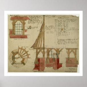 Plans for the Red House, Bexley Heath (pen and ink Poster