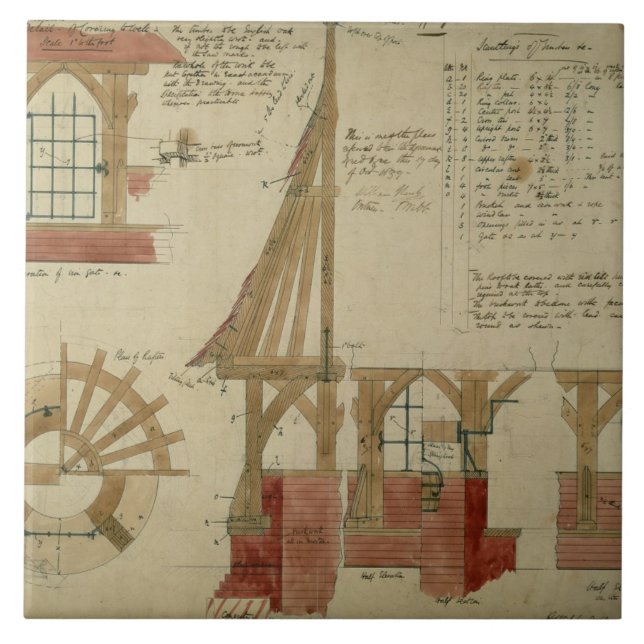 Plans for the Red House, Bexley Heath (pen and ink Tile (Front)