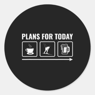 Plans For Today Funny Biathlon Skiing Shooting Spo Classic Round Sticker