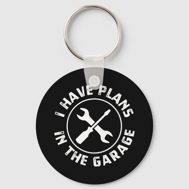Plans in the Garage Car Lovers Key Ring (Front)
