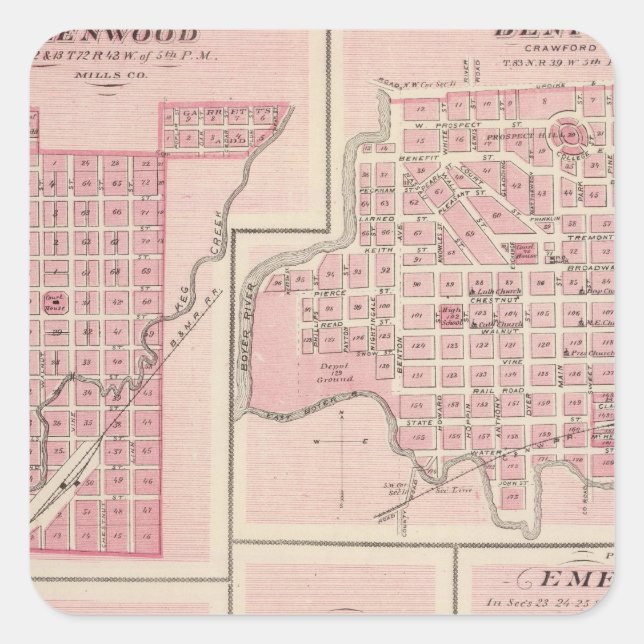 Plans of Glenwood, Denison, Hastings Square Sticker (Front)