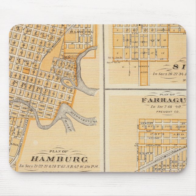 Plans of Hamburg, Sidney, Farragut Mouse Mat (Front)