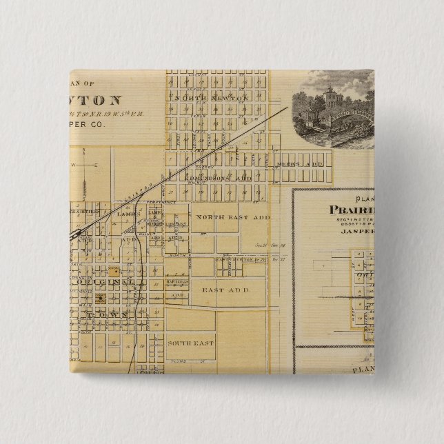Plans of Newton, Prairie City 15 Cm Square Badge (Front)