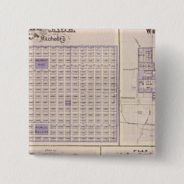 Plans of Osage, West Union 15 Cm Square Badge (Front)
