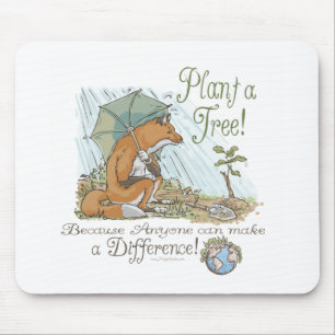 Plant a Tree Earth Day Fox Gear Mouse Mat